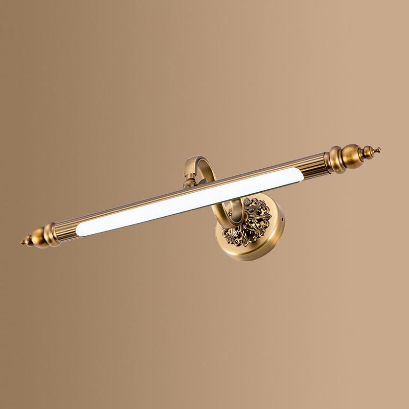 Linear Shade Metal Wall Sconce Modern Style 1-Light Mirror Wall Mount Lighting in Brass