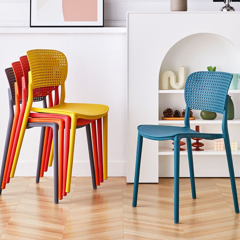 Open Back Dining Side Chair Modern Indoor-Outdoor Plastic Chair