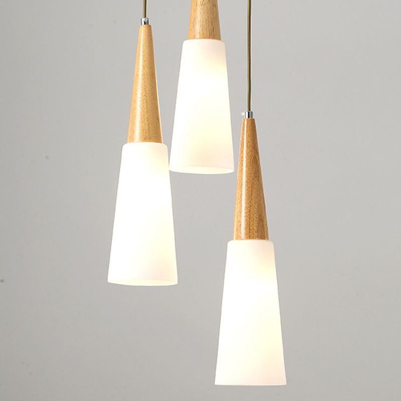 Weißes Glas und Holz anheizt leichte moderne einfache Decke Anhänger Licht für Esszimmer