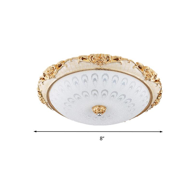 Dome Flush Mounted Light Modern White Glass 8"/12"/16" Wide LED Gold/Silver Ceiling Light in White/3 Color Light