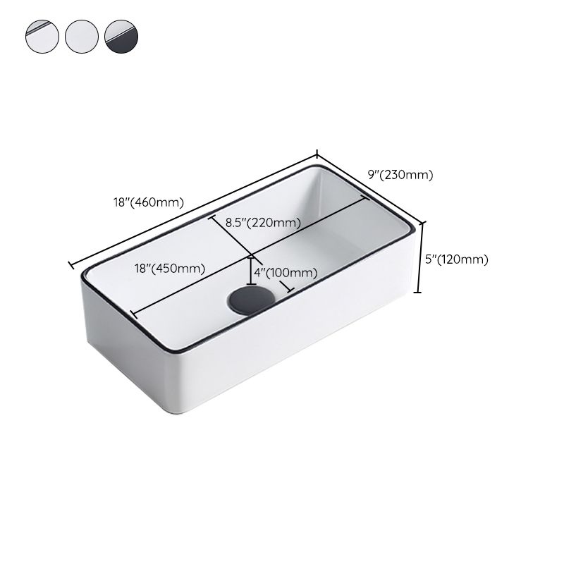 Modern Porcelain Trough Sink Rectangular Trough Bathroom Sink