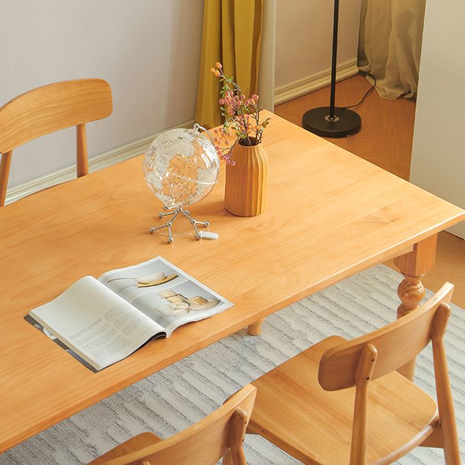 Rectangle Wood Top Dining table Modern Natural Finish Legs Dining Room Table