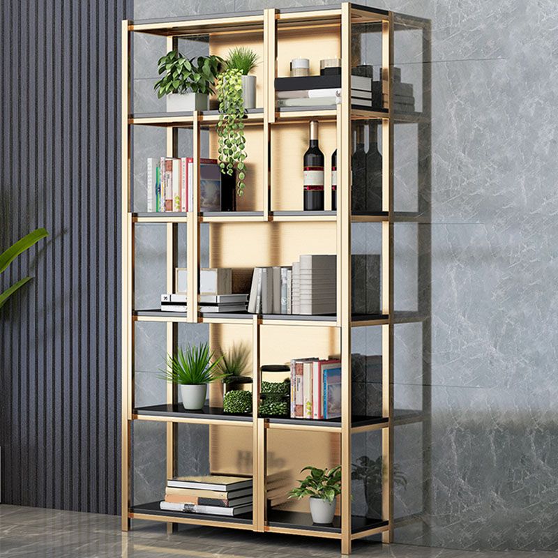 Modern Metal Bookshelf Etagere Open Shelf Bookcase in Burnish