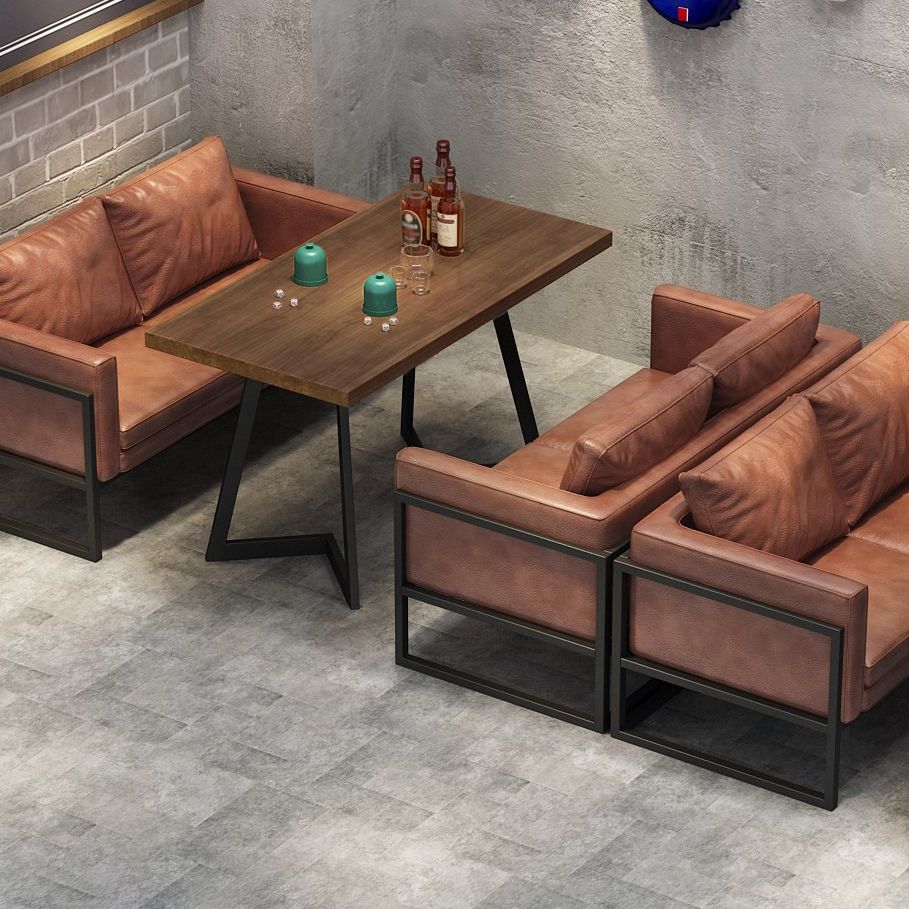 Industrial Brauner Esstisch Massivholz Tisch mit Metallbasis für Esszimmer