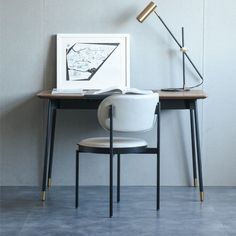 Industrial Open Back Dining Chair Black Legs Dining Side Chair