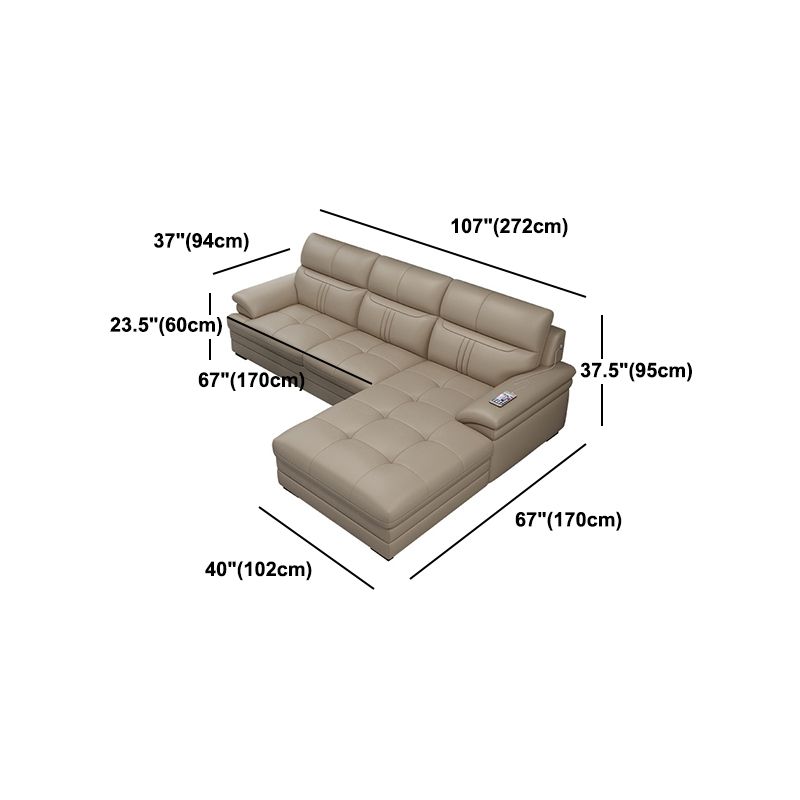 Pillow Top Arm Sectional Sofa 37.4"High Leather Cushion Back Sofa,Beige