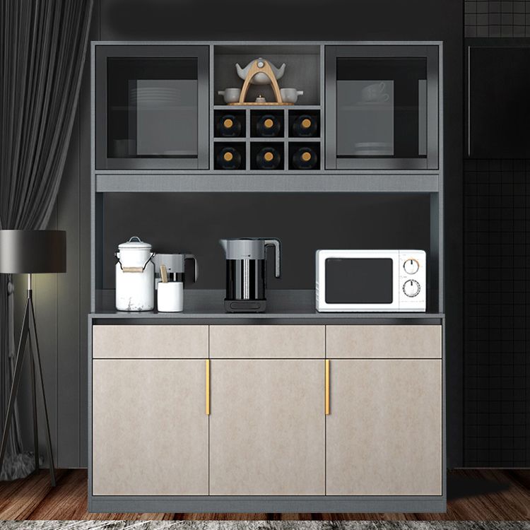 Modern Sideboard Buffet with Glass Doors Engineered Wood Buffet Server