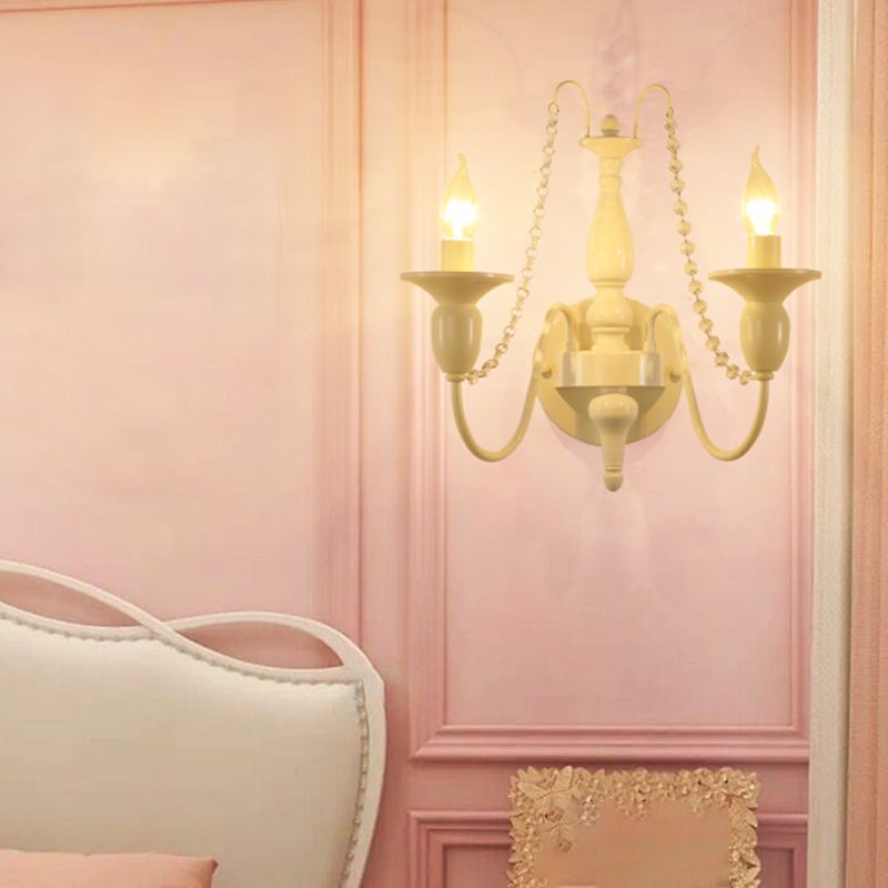 Candle Shape Crystal Wall Sconces Modern 1/2-Light Wall Mount Light Fixture in White