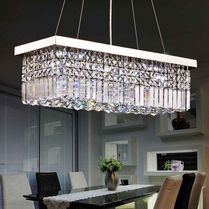 Modern Style Island Light Clear Crystal Chandelier Lamp for Living Room
