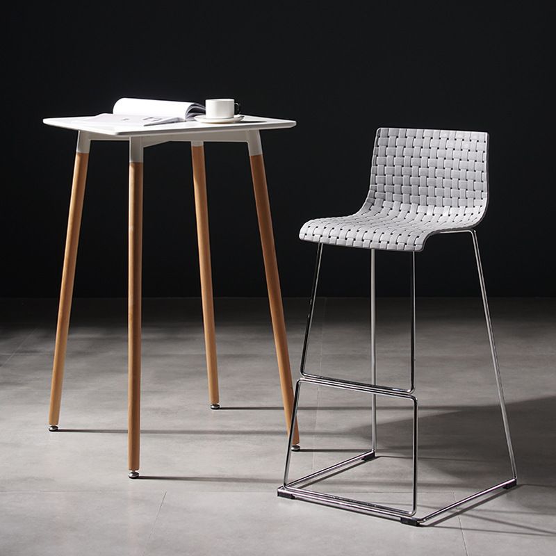 Modern Style Plastic Bar-stool Rectangle Seat Counter Bar Stool with Metal Legs