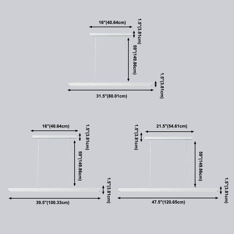 Suspendu de style Long Strip Island Long Light Light pour salle à manger