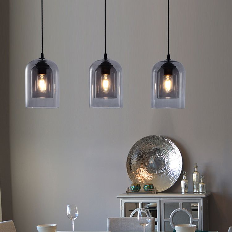 Doppelglas Hängelampe im modernen kreativen Stil Iron Bell Anhänger Licht für Esszimmer