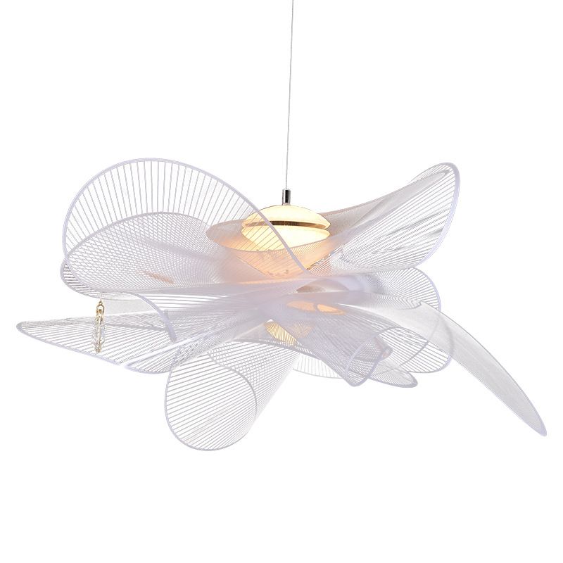 Gearceerde hangende hanglamp moderne stijl acryl led restaurant hanglamp in het wit in wit