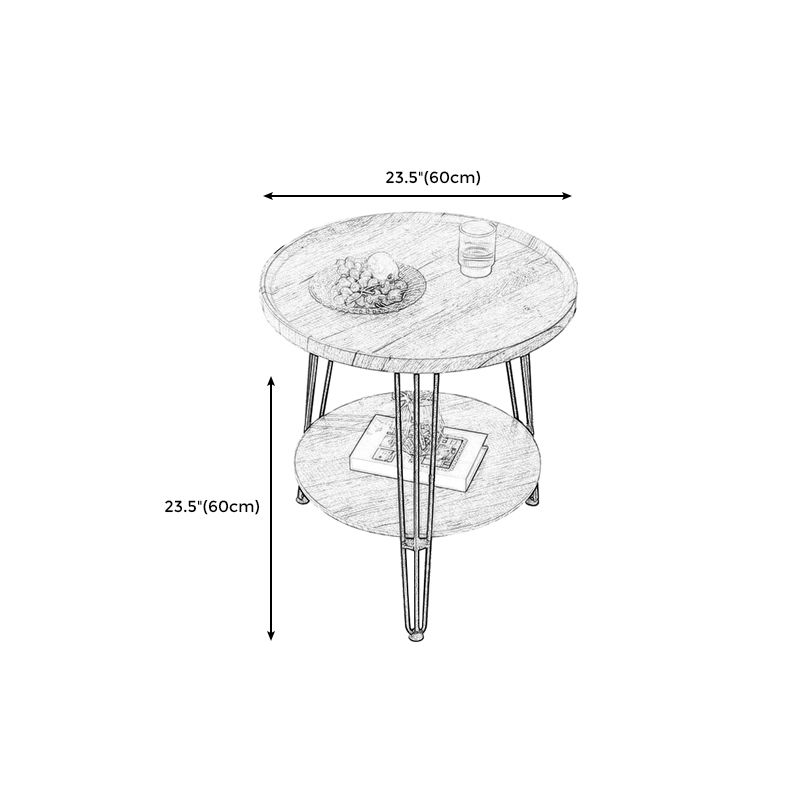 3 Legs Base Design Black Base Plate Countertop Walnut/wood Round Side Table
