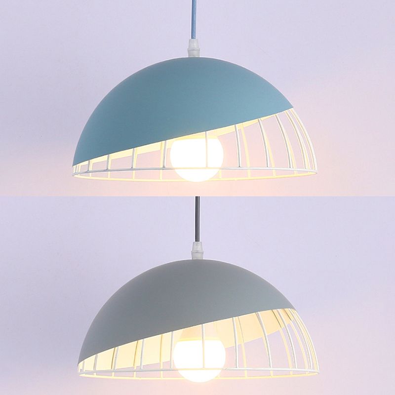 Moderne creatieve macaron hanglamp ijzer halfrond hangende lamp met aluminium schaduw