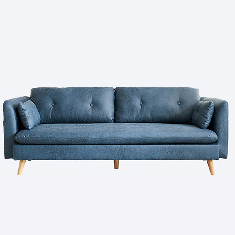 Tufted Square Arm Sofa 3-Seater Faux Leather Single Cushion Sofa