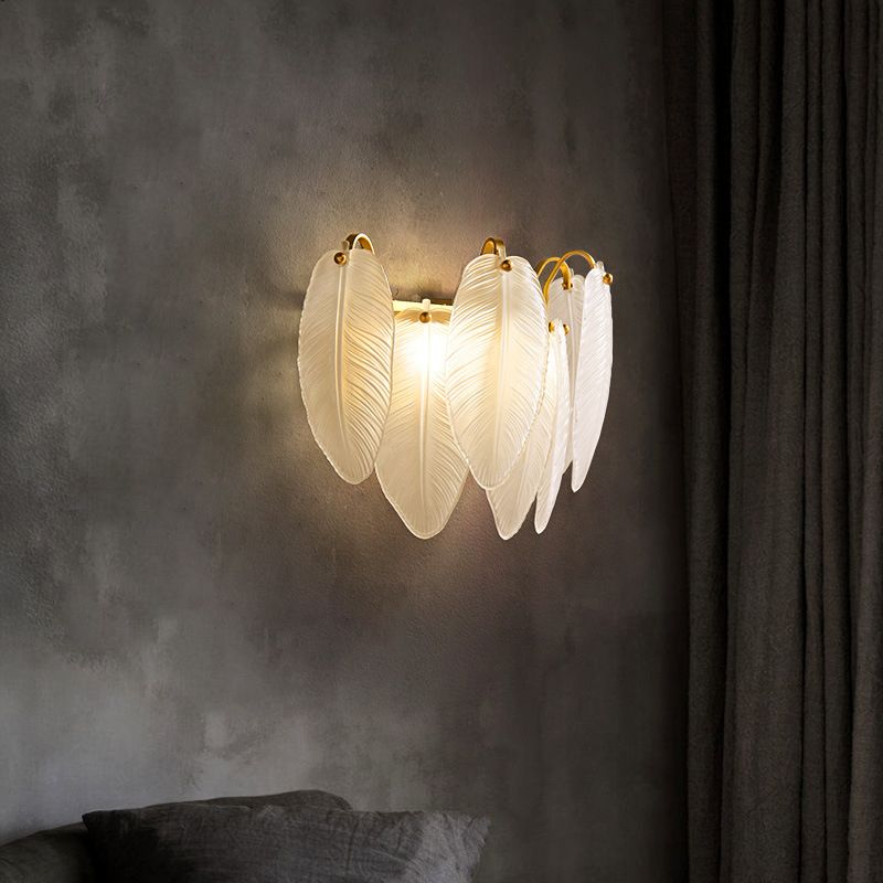 Solid Brass and Glass 2 - Light Wall Sconce in Gold Finish Modern Wall Light