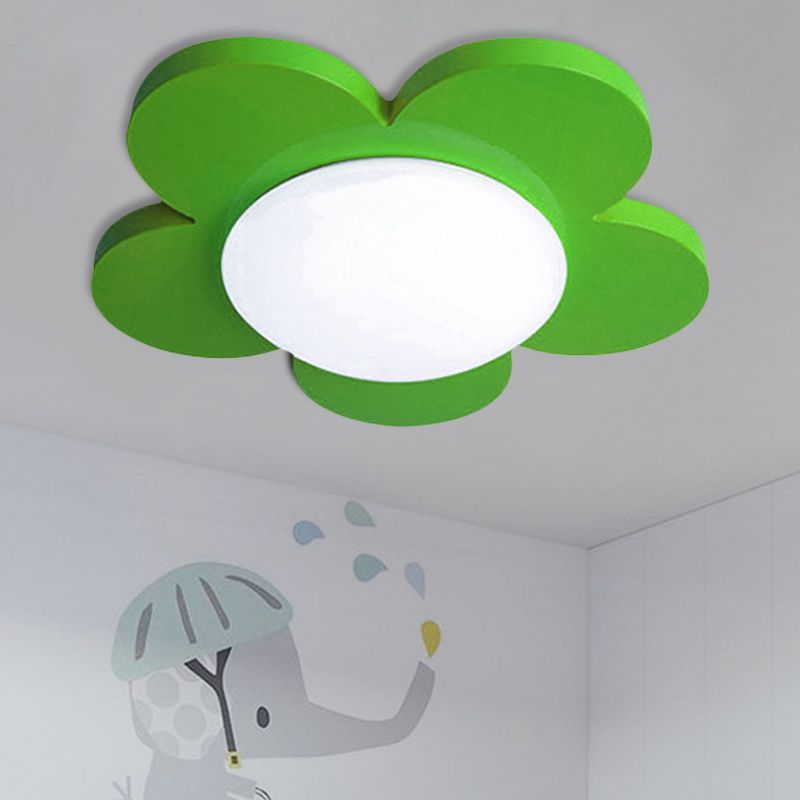 Luz de techo de dormitorio para niños, iluminación de montaje empotrado Macaron con pantalla floral acrílica