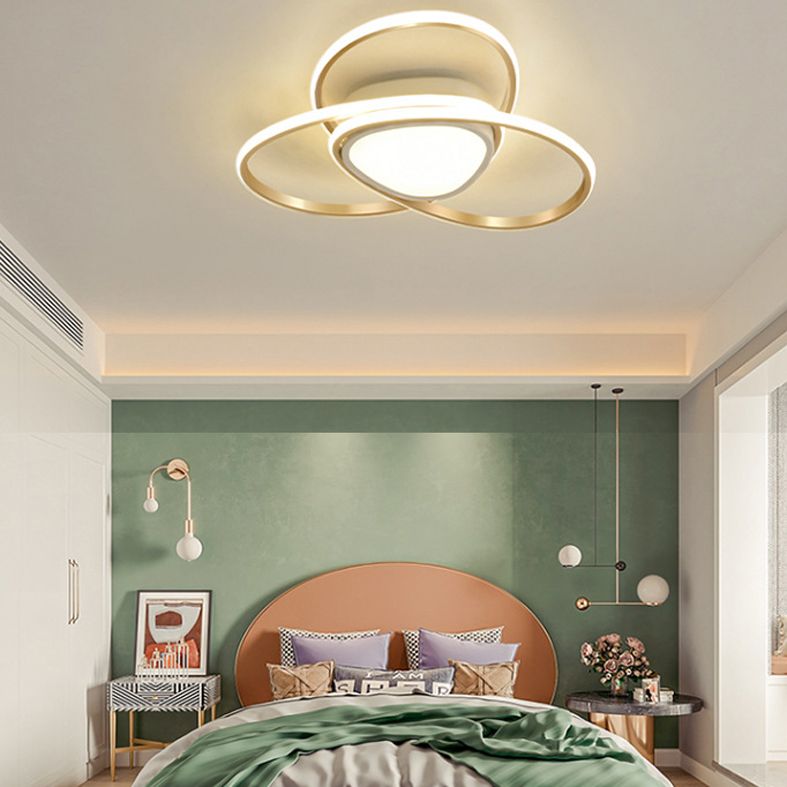 Gold Geometrical Ceiling Light Fixture Simple Style LED Metal Ceiling Flush Mount Light