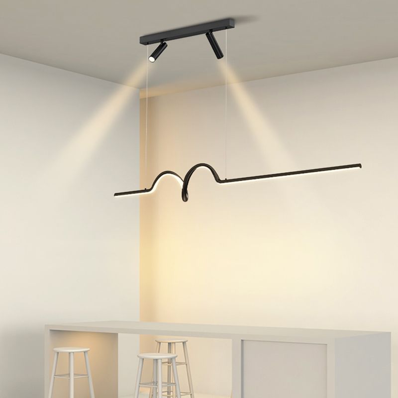 Linear Shape Island Lighting Ideas Contemporary Style Metal Island Pendants in Black