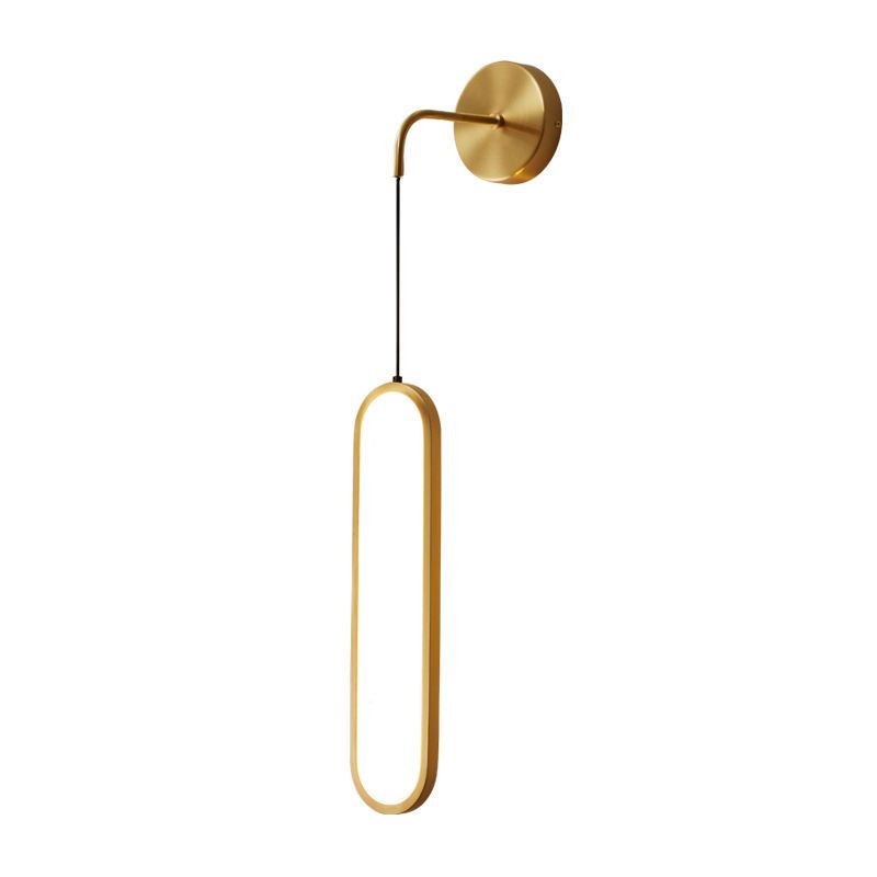 Minimalism LED Wall Sconce Oval Brass Sconce Lighting for Bedroom