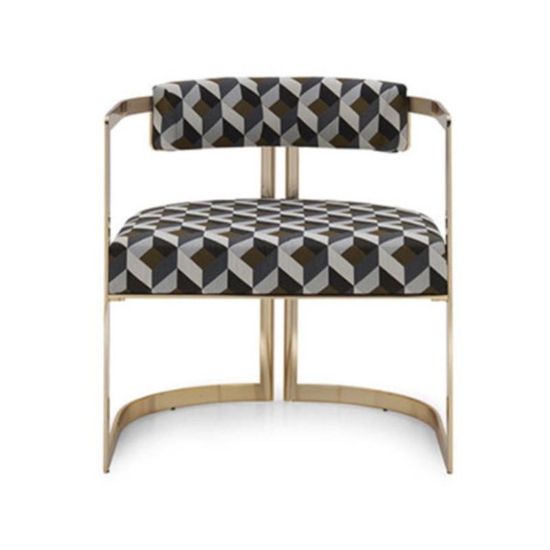 Upholstered Arm Chair Modern Style Dining Chair with Metal Legs