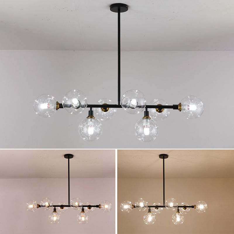 Kitchen Island Pendant Light Nordic Style Island Lighting Fixture with Orb Glass Shade