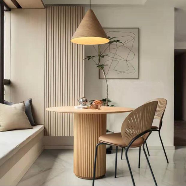 Mesa de comedor de estilo informal redondo Color de madera con madera sólida