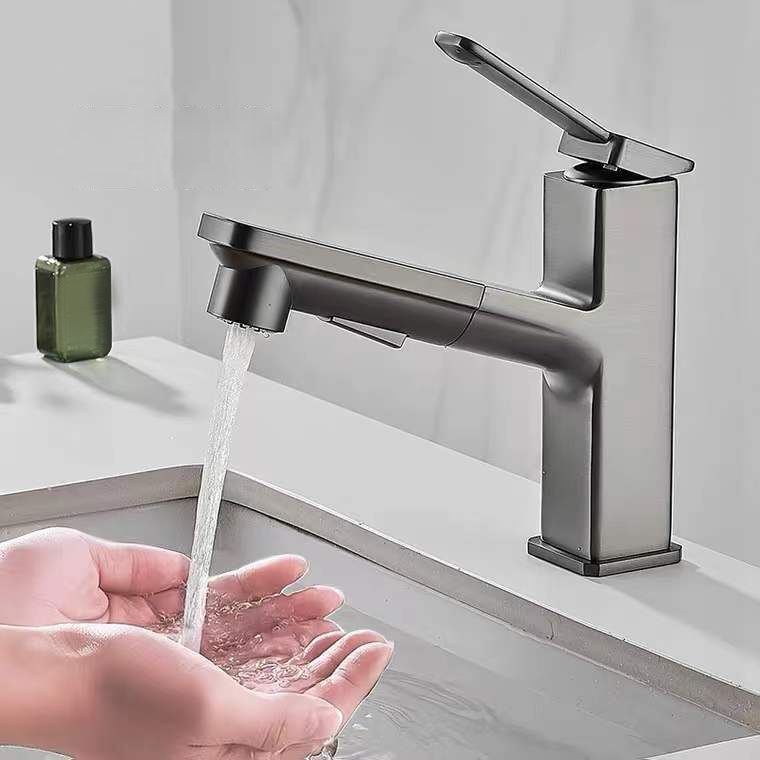 Modern Bathroom Vessel Faucet Solid Color Brass Vessel Sink Faucet for Bathroom