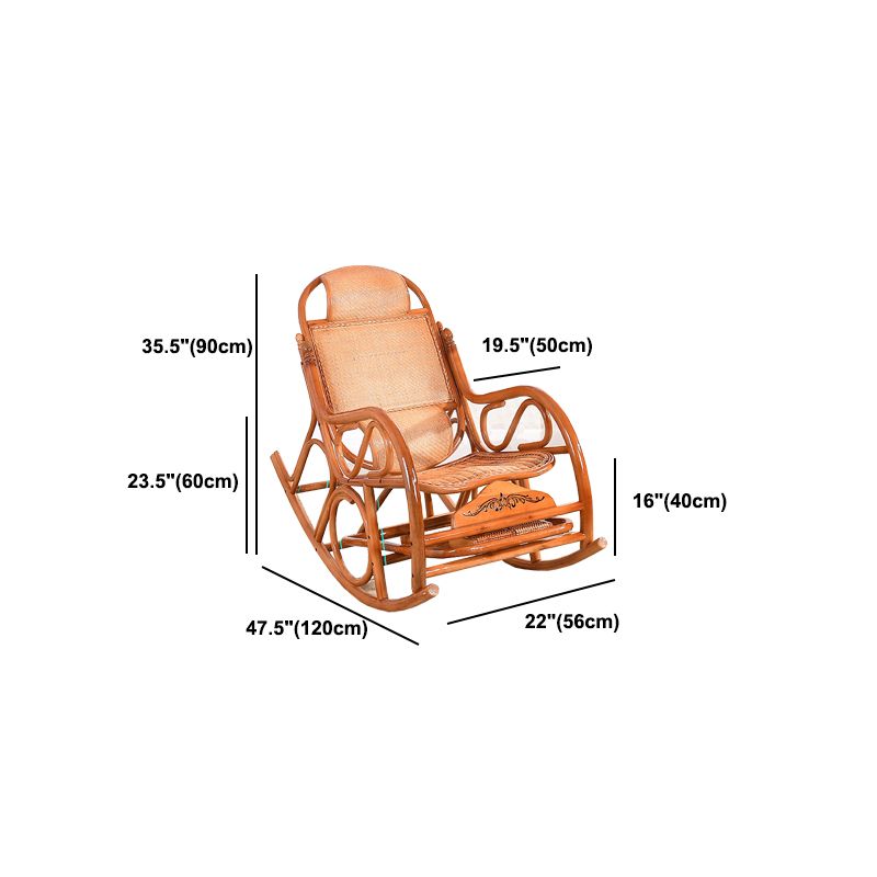 Traditional Rocking Chair Rattan Frame Spindle Backrest Indoor Rocking Chair