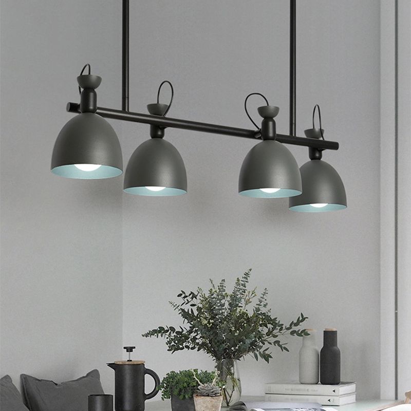 Macaron Bell Island Pendant Iron 4/6 Bulbs Dining Room Swivelable Hanging Lamp Fixture in Grey/Blue/Green