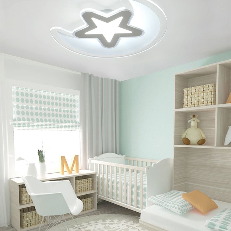 Mond- und Stern-Unterputzleuchte, minimalistische Acryl-LED-Deckenleuchte in Weiß