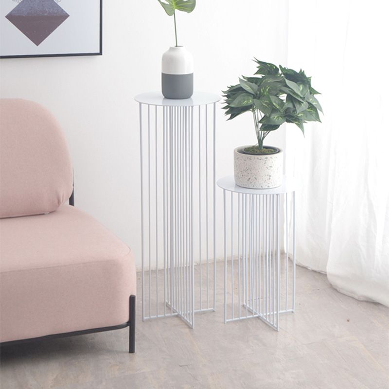 Mid-Century Modern Round Iron End Table Dia 11.81" Pedestal Side Table