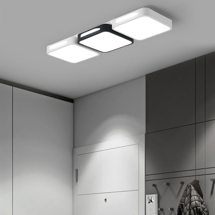 LED Modern Metal Flush Mount Square Shape Ceiling Lamp with Acrylic Shade for Living Room