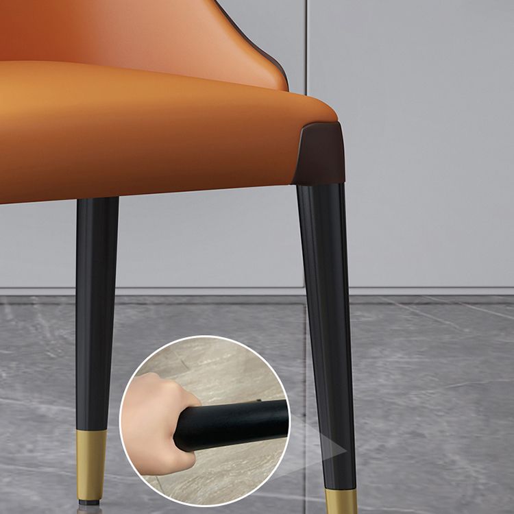 Sillas laterales de comedor con respaldo sólido sin brazos de diseño contemporáneo Sillas de comedor de cuero