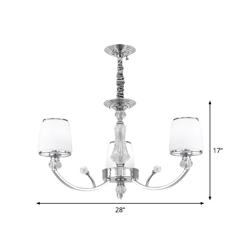 Cono di vetro bianco sospeso il lampadario modernismo 3/6 luci sospeso di illuminazione in cromo