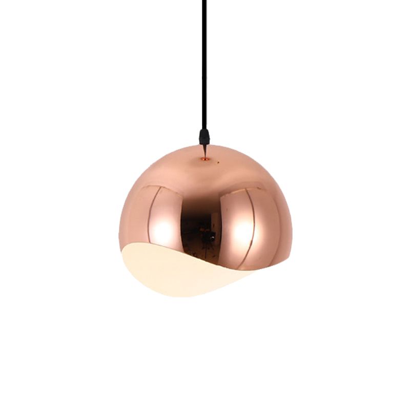 1 luminaire pendentif de cuisine de la tête avec des formes d'onde Dome Metal Shade Modern Black / Chrome suspendu, 8 "/ 12" W