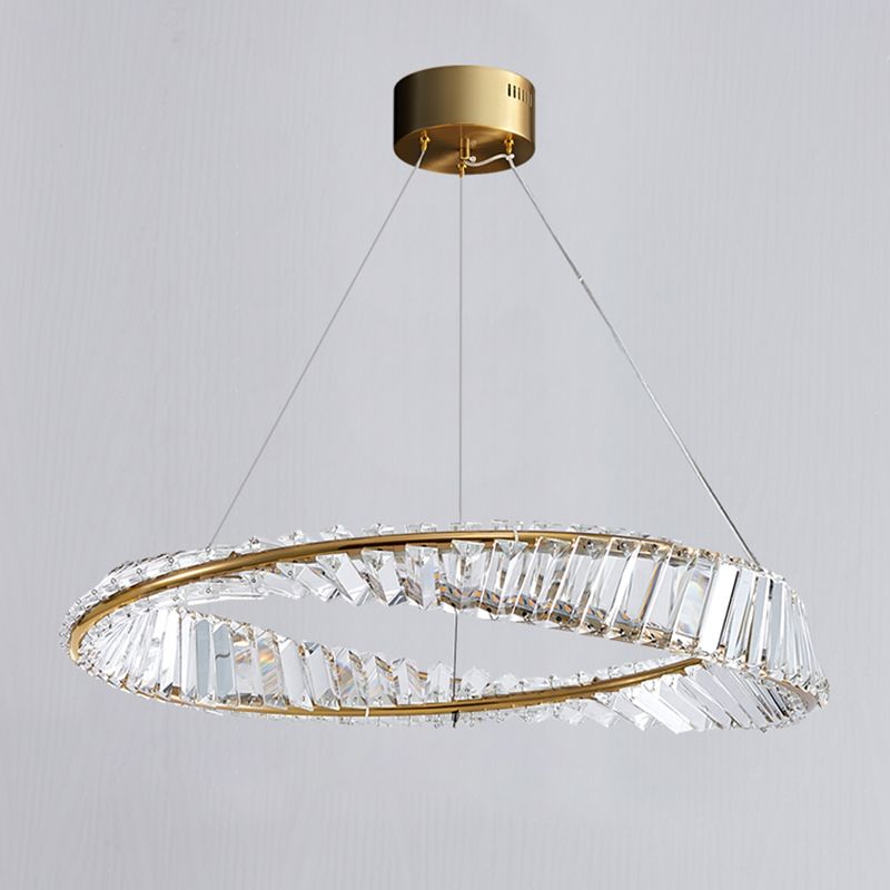 Crystal Gold Pendant Light Circle Contemporary LED Ceiling Light for Living Room