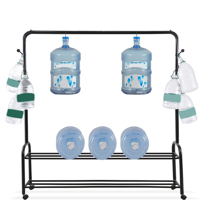 Contemporary Metal Open Armoire Black and White Cabinet with Caster Wheels