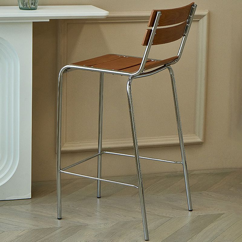 Modern Style Counter Stool Wood Low Back Barstool with Footrest