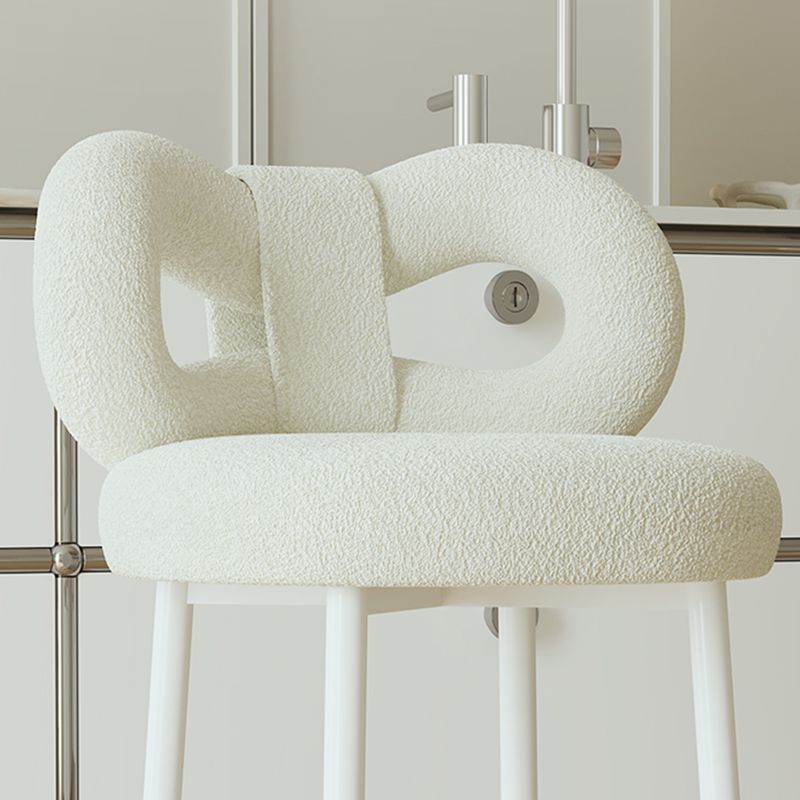 Contemporary Upholstered Low Back Round Bar Stools with Metal Base