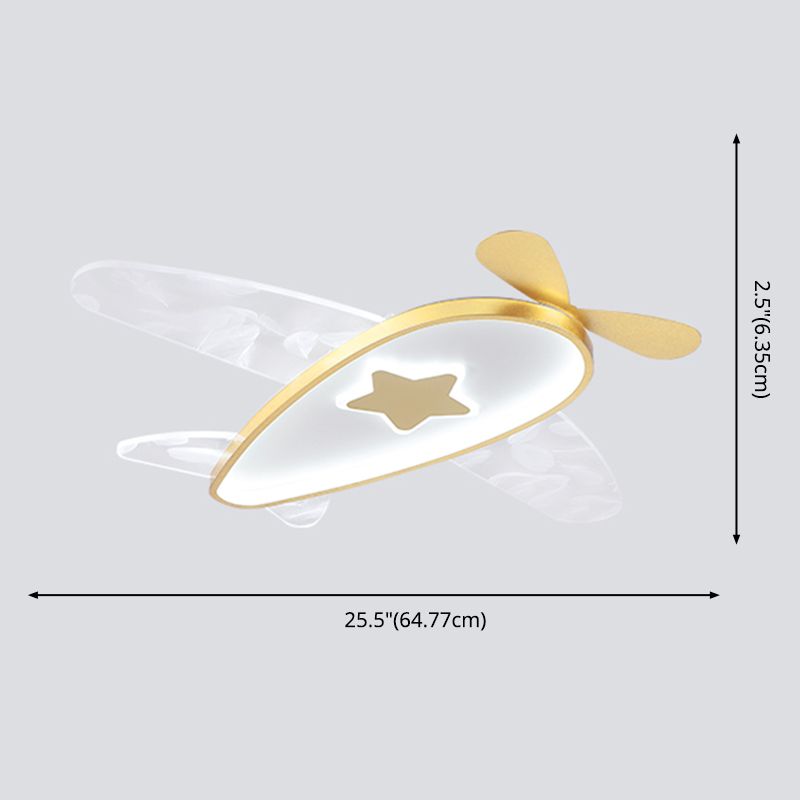 Airplane Acrylic Feather LED Semi Flush Ceiling Fixture in Modern Creative Style Wrought Iron Ceiling Light for Bedroom