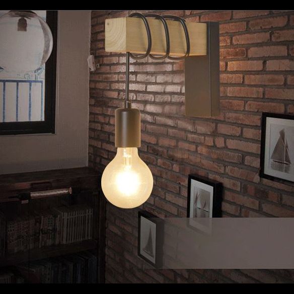 Lampada del braccio di oscillazione lampada in stile minimalista creativo 1 legno 1 flione di luce