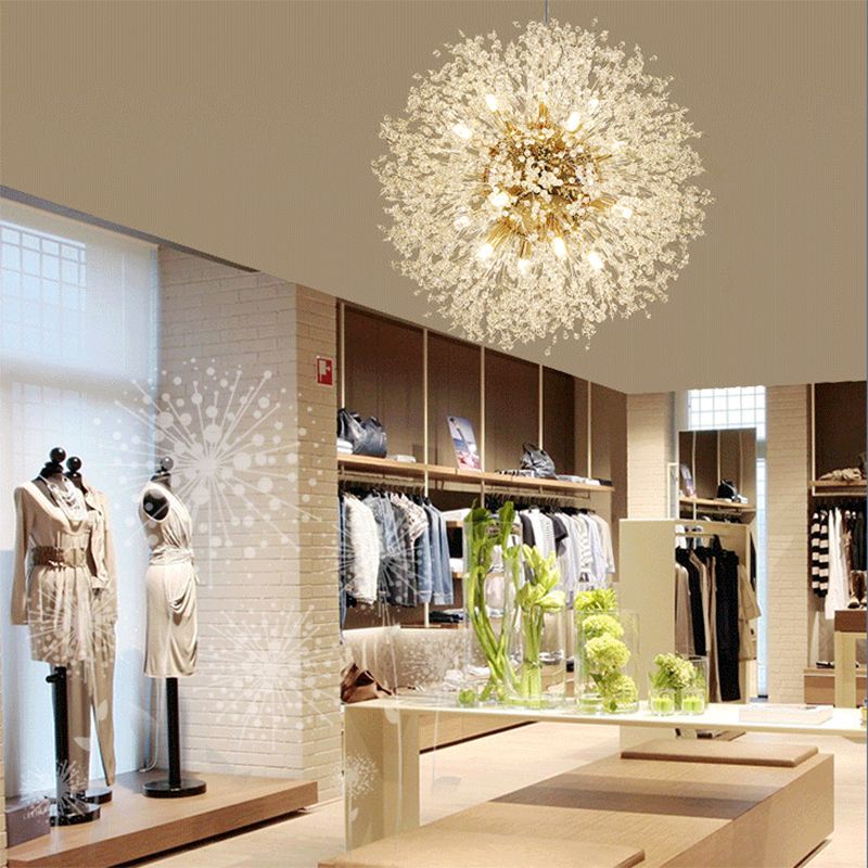 Modern Chandelier Light Fixtures Dandelion Suspension Pendant Lamps with Crystal Beads