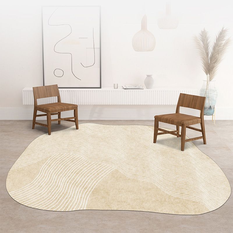 Simplicity Apricot Carpet Modern Novelty Shape Rug Polyester Stain Resistant Carpet for Living Room