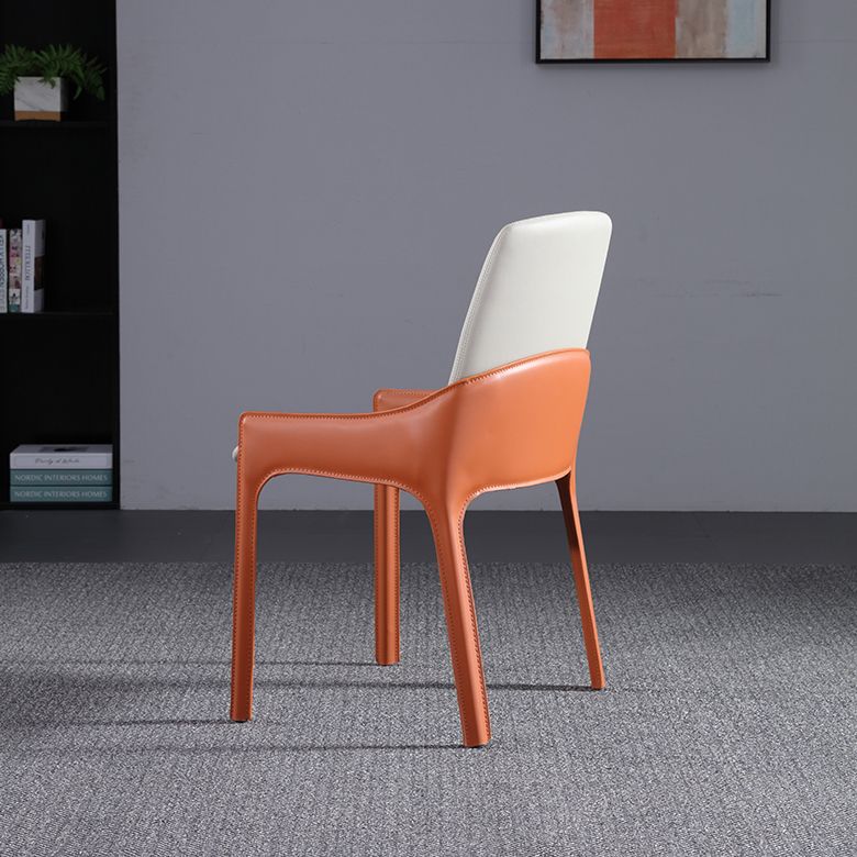 Modern Style Faux Leather Arm Dining Chairs Metal Dining Chair for Home Use