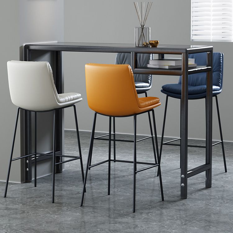 Contemporary Metal Leather Bar Stools Indoor Barstool with Cushion and Low Back