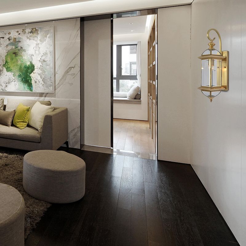 Luminaire d'écran en laiton en laiton géométrique 1 tête lampe à support mural traditionnel pour le salon