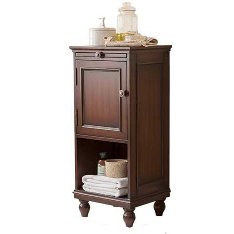 15.7" W 1 - Door Accent Cabinet in Rubberwood with Open Storage