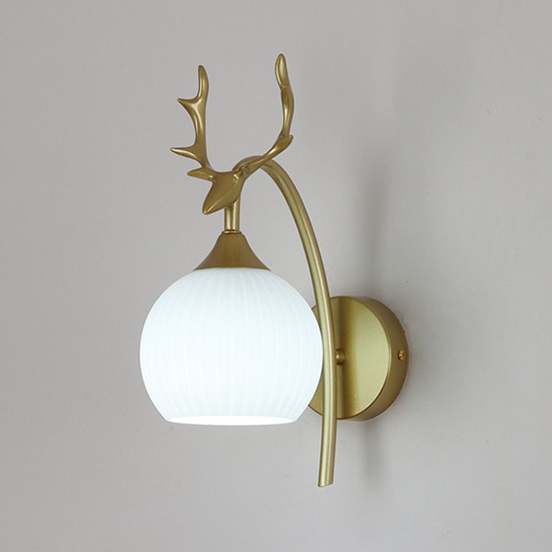 Glass Shade Wall Mounted Sconce Modern White Shade Wall Lights for Bedroom